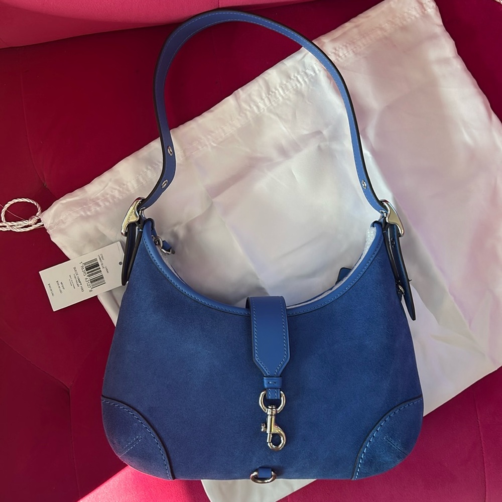 Coach Hamptons Hobo Bag blue suede NWT